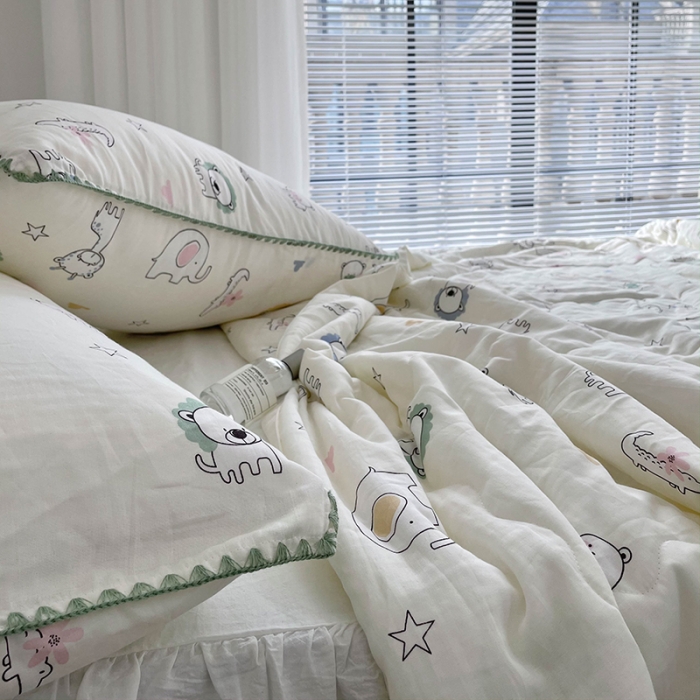 91家纺网 家纺一手货源 找家纺 洋铭区 2021新款双层纱夏被 翻糖小象