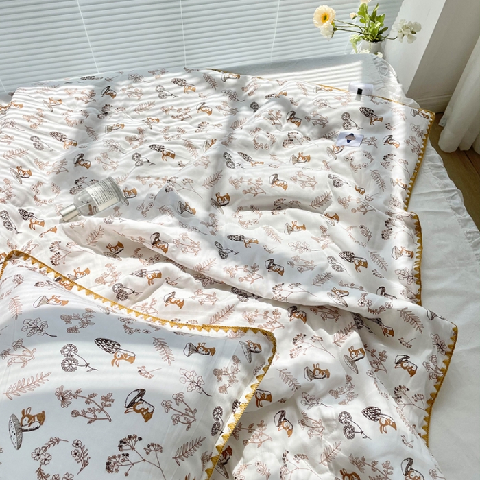 91家纺网 家纺一手货源 找家纺 洋铭区 2021新款双层纱夏被 蘑菇森林