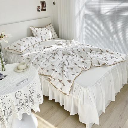 91家纺网 家纺一手货源 找家纺 洋铭区 2021新款双层纱夏被 奶油小树