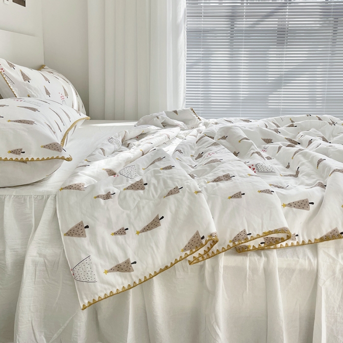 91家纺网 家纺一手货源 找家纺 洋铭区 2021新款双层纱夏被 奶油小树