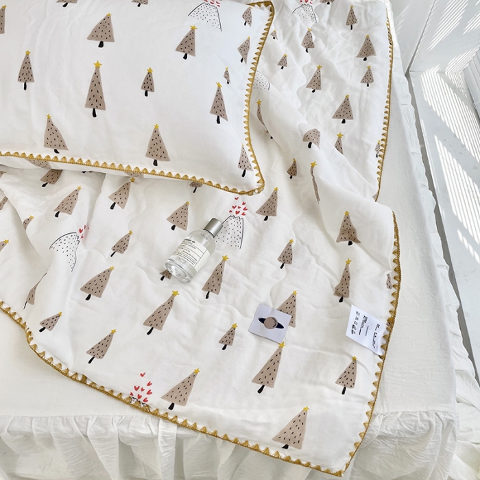 91家纺网 家纺一手货源 找家纺 洋铭区 2021新款双层纱夏被 奶油小树