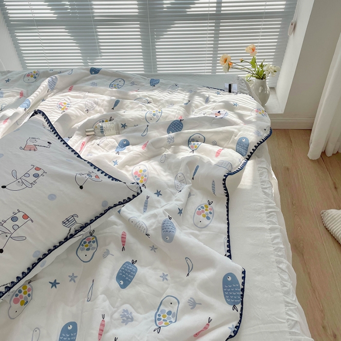 91家纺网 家纺一手货源 找家纺 洋铭区 2021新款双层纱夏被 小海洋