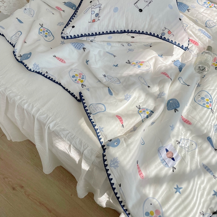 91家纺网 家纺一手货源 找家纺 洋铭区 2021新款双层纱夏被 小海洋