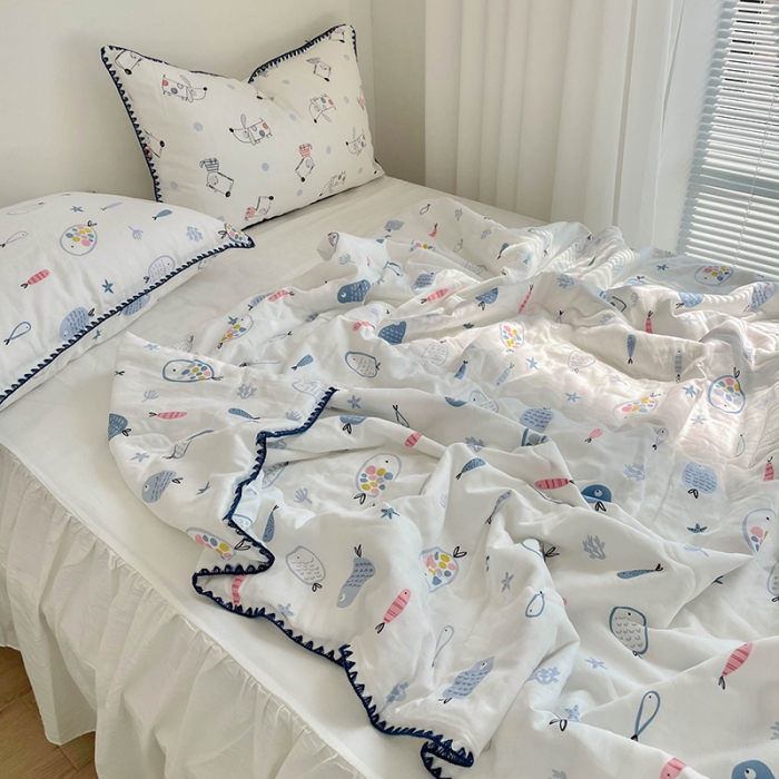 91家纺网 家纺一手货源 找家纺 洋铭区 2021新款双层纱夏被 小海洋