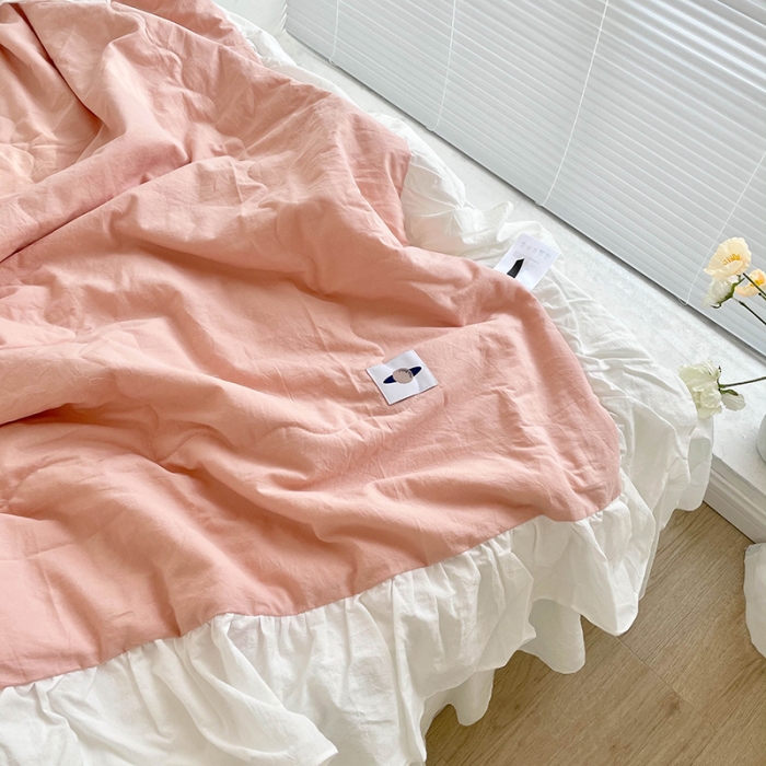 91家纺网 家纺一手货源 找家纺 洋铭区 2021新款甜蜜水洗棉夏被 蜜粉