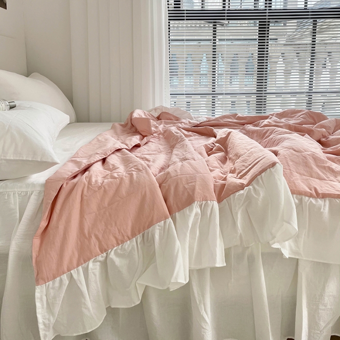 91家纺网 家纺一手货源 找家纺 洋铭区 2021新款甜蜜水洗棉夏被 蜜粉