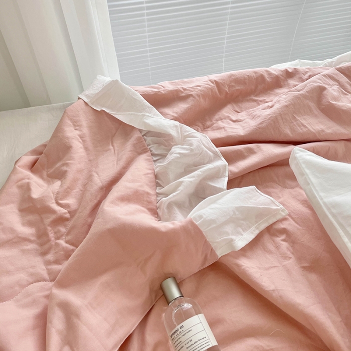 91家纺网 家纺一手货源 找家纺 洋铭区 2021新款甜蜜水洗棉夏被 蜜粉