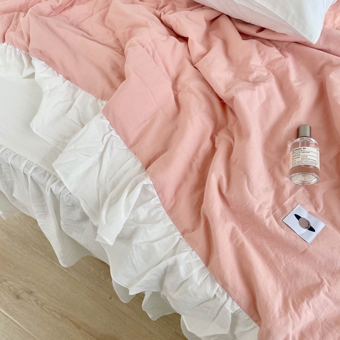 91家纺网 家纺一手货源 找家纺 洋铭区 2021新款甜蜜水洗棉夏被 蜜粉