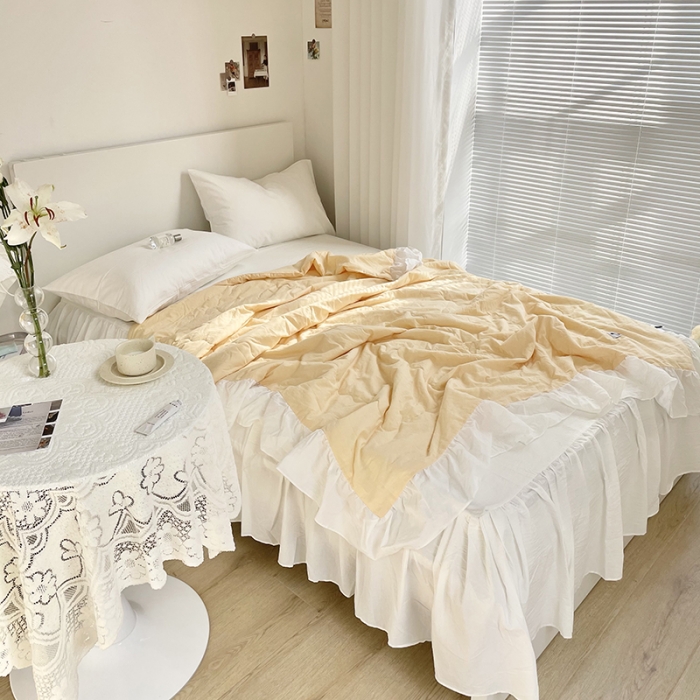 91家纺网 家纺一手货源 找家纺 洋铭区 2021新款甜蜜水洗棉夏被 蜜黄