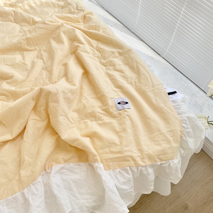 91家纺网 家纺一手货源 找家纺 洋铭区 2021新款甜蜜水洗棉夏被 蜜黄