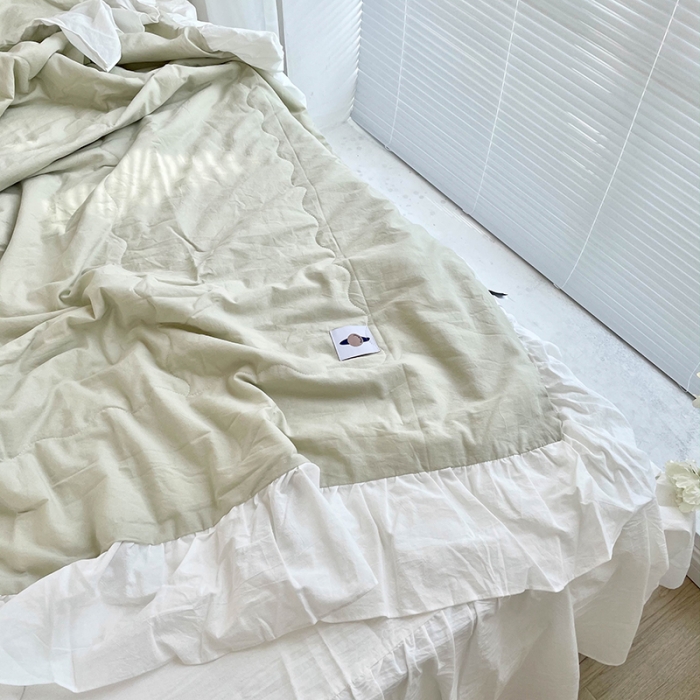 91家纺网 家纺一手货源 找家纺 洋铭区 2021新款甜蜜水洗棉夏被 蜜绿