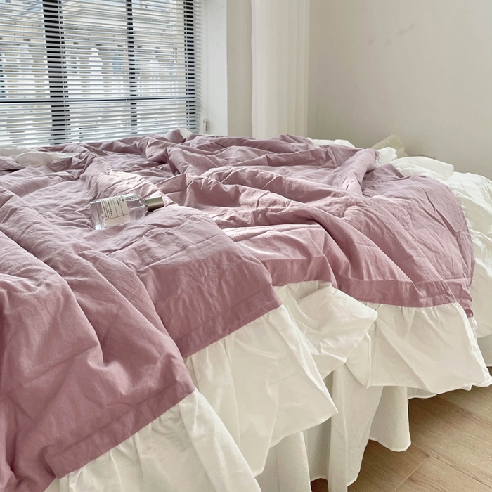 91家纺网 家纺一手货源 找家纺 洋铭区 2021新款甜蜜水洗棉夏被 蜜紫