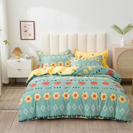 91家纺网 家纺一手货源 找家纺 星期三 2021新款卡通系列全棉13372四件套（加老板微信有会员价） 笑颜