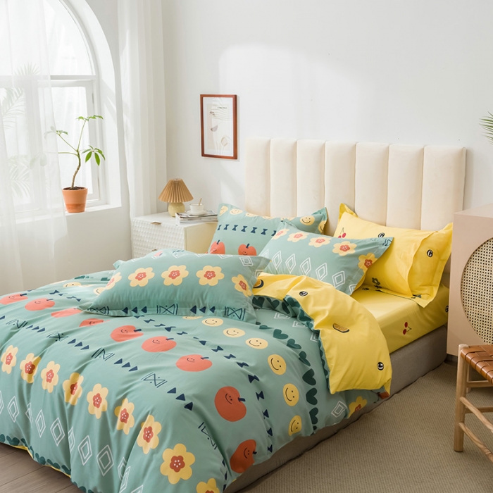 91家纺网 家纺一手货源 找家纺 星期三 2021新款卡通系列全棉13372四件套（加老板微信有会员价） 笑颜