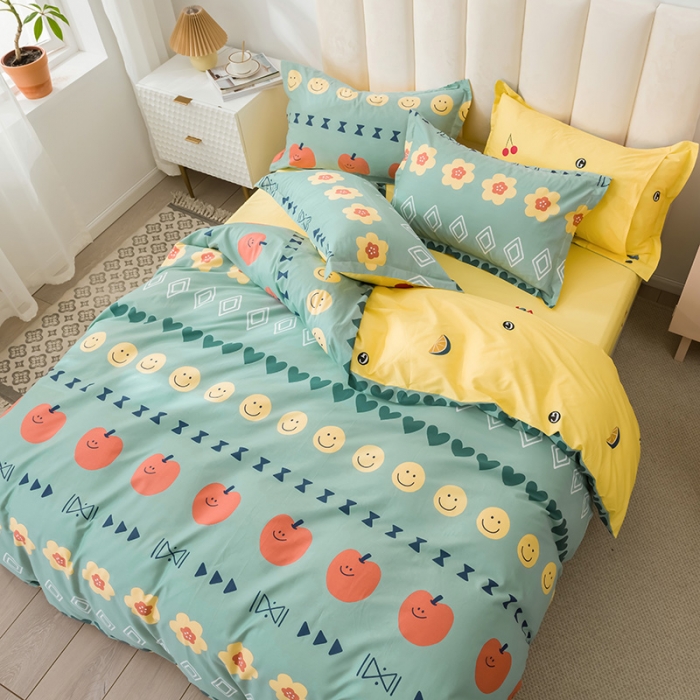 91家纺网 家纺一手货源 找家纺 星期三 2021新款卡通系列全棉13372四件套（加老板微信有会员价） 笑颜