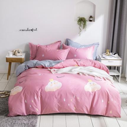 星期三 2021新款卡通系列全棉13372四件套（加老板微信有会员价） 依云-粉