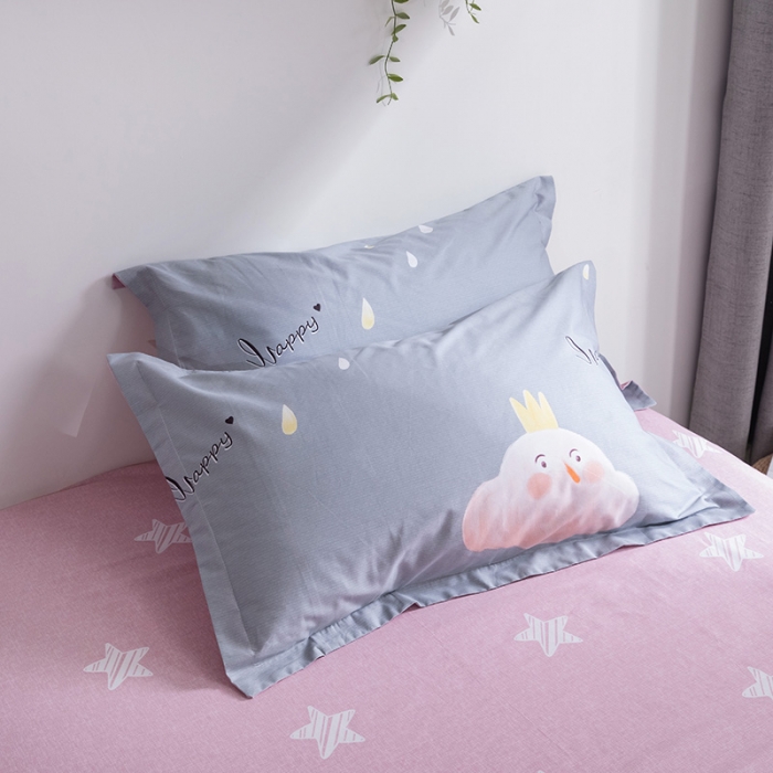 91家纺网 家纺一手货源 找家纺 星期三 2021新款卡通系列全棉13372四件套（加老板微信有会员价） 依云-灰