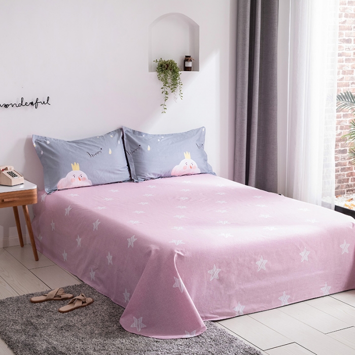 91家纺网 家纺一手货源 找家纺 星期三 2021新款卡通系列全棉13372四件套（加老板微信有会员价） 依云-灰