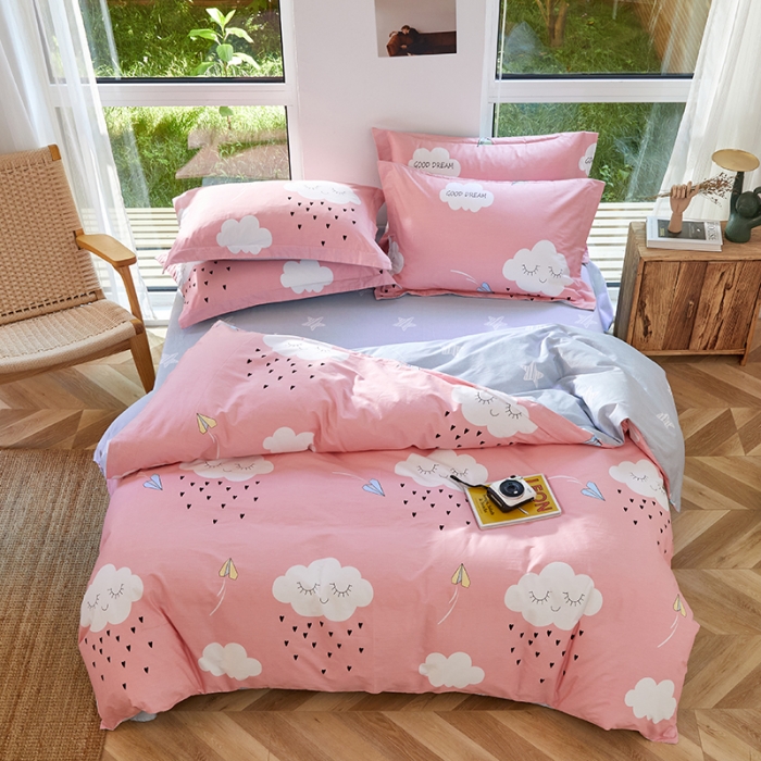 91家纺网 家纺一手货源 找家纺 星期三 2021新款卡通系列全棉13372四件套（加老板微信有会员价） 云朵心间