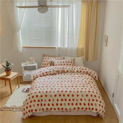 91家纺网 家纺一手货源 找家纺 棉眠 2021新款全棉13070四件套 草莓酱酱