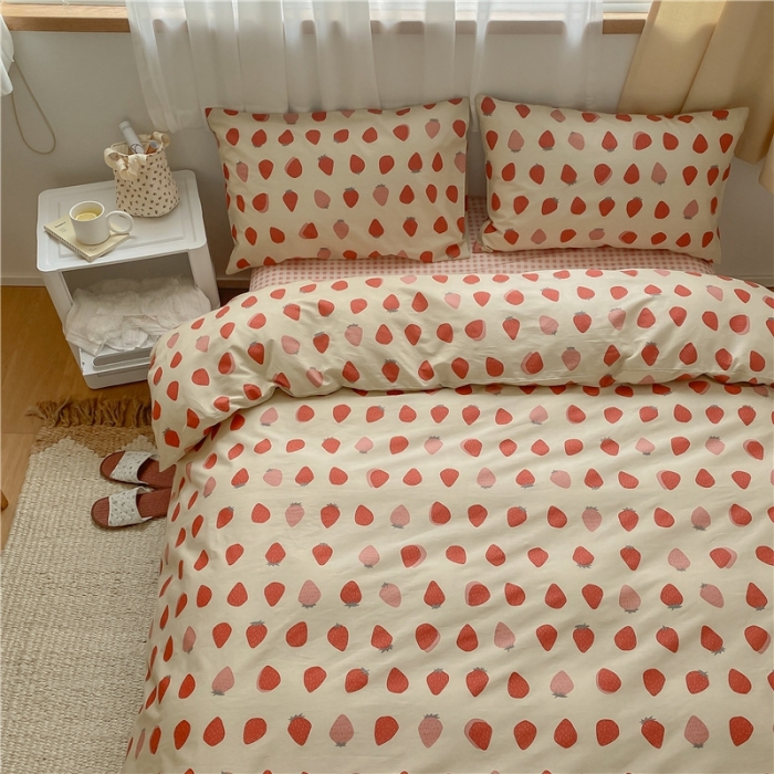 91家纺网 家纺一手货源 找家纺 棉眠 2021新款全棉13070四件套 草莓酱酱