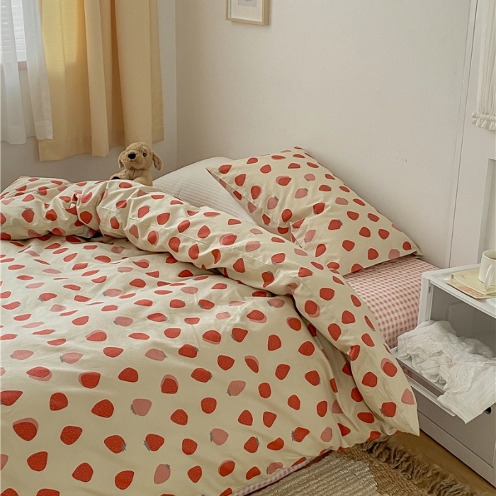 91家纺网 家纺一手货源 找家纺 棉眠 2021新款全棉13070四件套 草莓酱酱