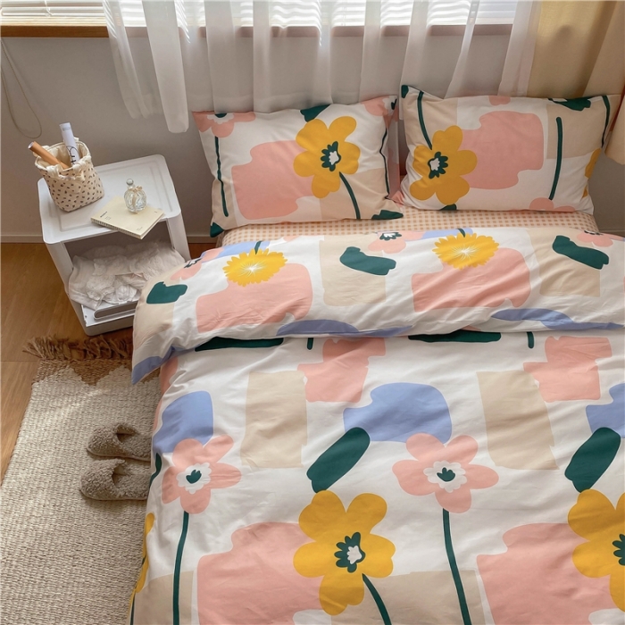 91家纺网 家纺一手货源 找家纺 棉眠 2021新款全棉13070四件套 橘梗