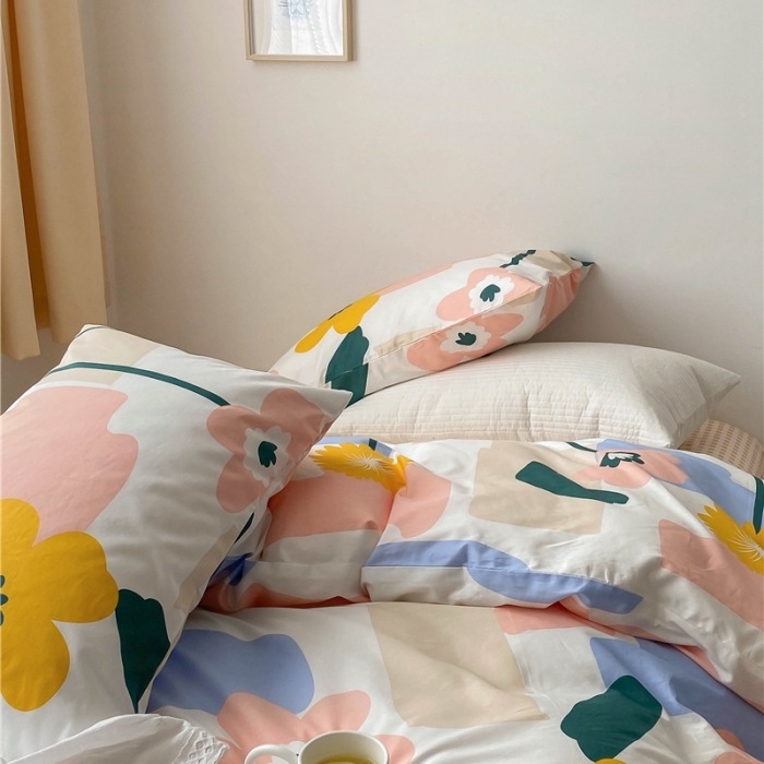 91家纺网 家纺一手货源 找家纺 棉眠 2021新款全棉13070四件套 橘梗