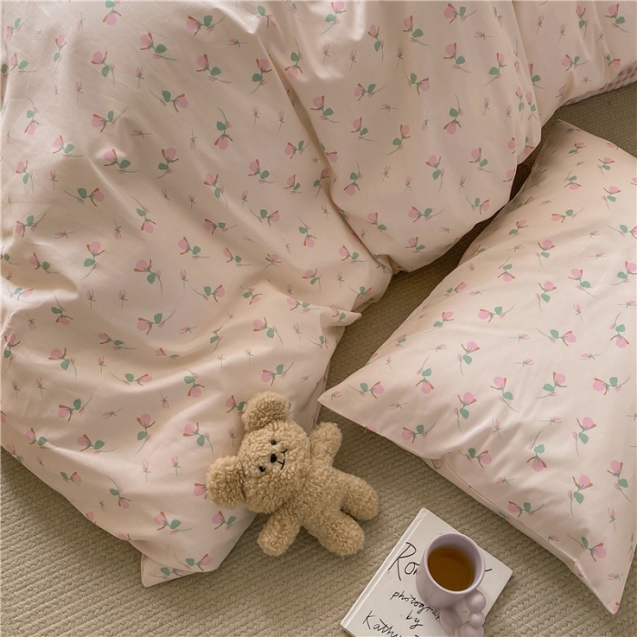 91家纺网 家纺一手货源 找家纺 棉眠 2021新款全棉13070四件套 小蔷薇