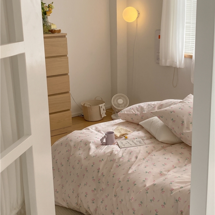 91家纺网 家纺一手货源 找家纺 棉眠 2021新款全棉13070四件套 小蔷薇