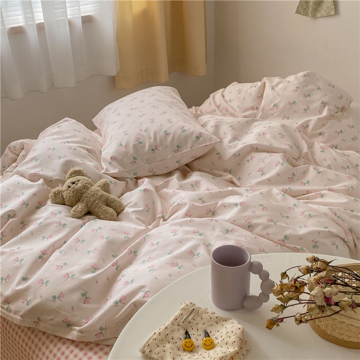 91家纺网 家纺一手货源 找家纺 棉眠 2021新款全棉13070四件套 小蔷薇