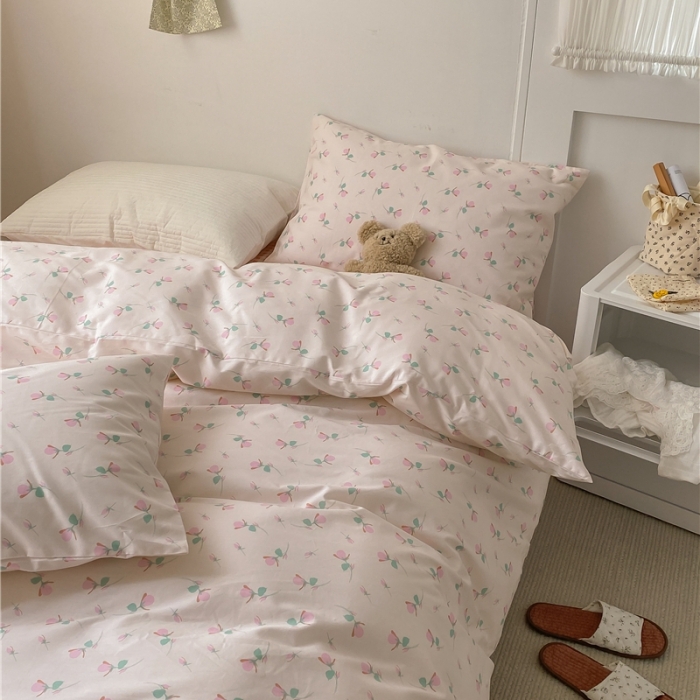 91家纺网 家纺一手货源 找家纺 棉眠 2021新款全棉13070四件套 小蔷薇