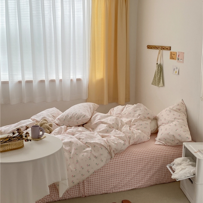 91家纺网 家纺一手货源 找家纺 棉眠 2021新款全棉13070四件套 小蔷薇