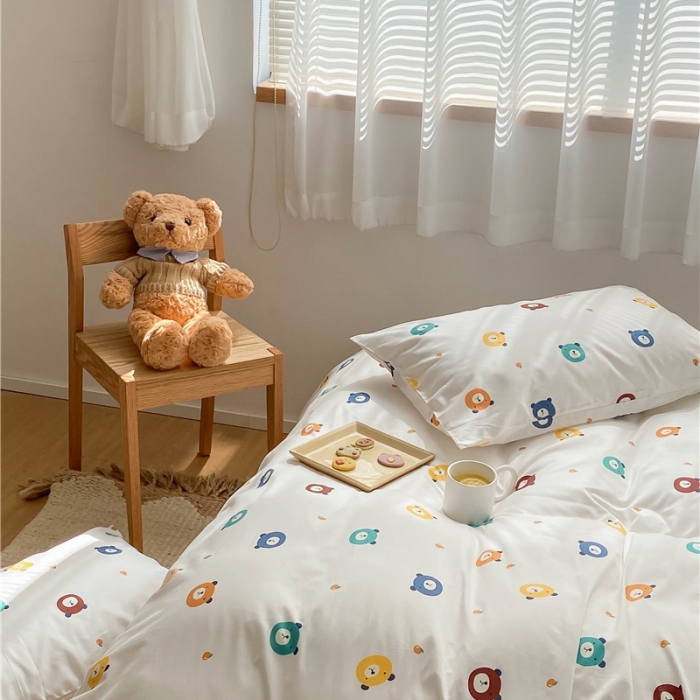 91家纺网 家纺一手货源 找家纺 棉眠 2021新款全棉13070四件套 小熊仔仔