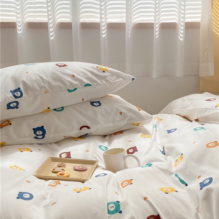 91家纺网 家纺一手货源 找家纺 棉眠 2021新款全棉13070四件套 小熊仔仔