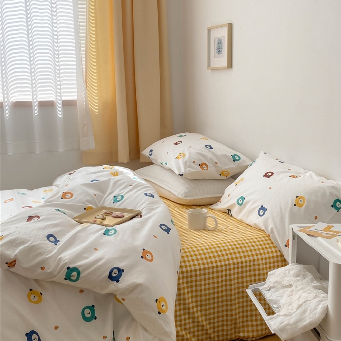 91家纺网 家纺一手货源 找家纺 棉眠 2021新款全棉13070四件套 小熊仔仔