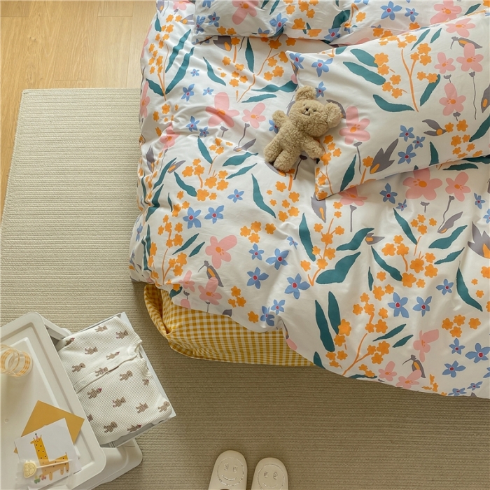 91家纺网 家纺一手货源 找家纺 棉眠 2021新款全棉13070四件套 叶雨-黄