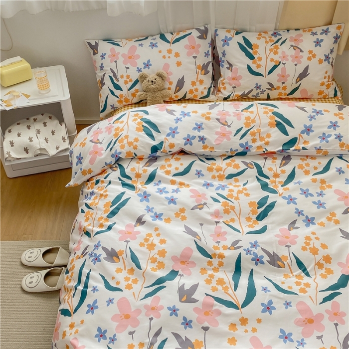 91家纺网 家纺一手货源 找家纺 棉眠 2021新款全棉13070四件套 叶雨-黄