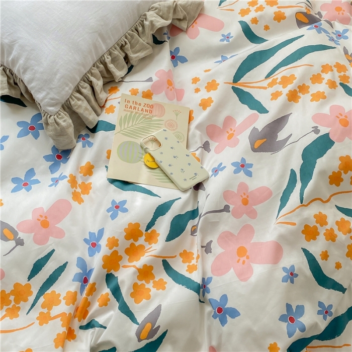 91家纺网 家纺一手货源 找家纺 棉眠 2021新款全棉13070四件套 叶雨-黄