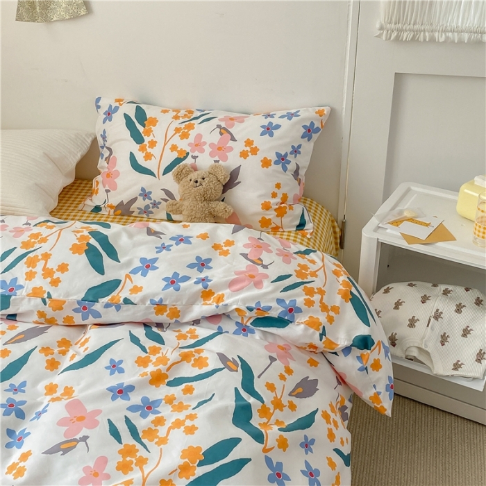 91家纺网 家纺一手货源 找家纺 棉眠 2021新款全棉13070四件套 叶雨-黄