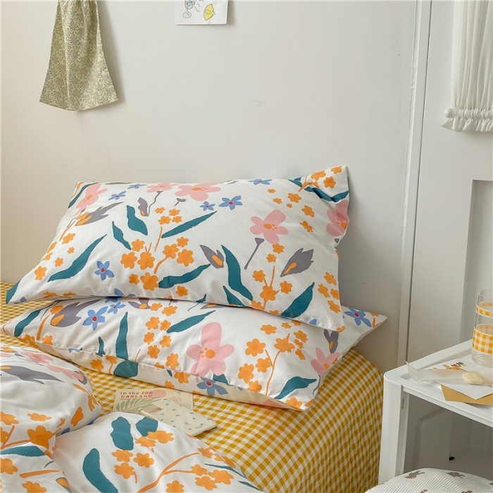 91家纺网 家纺一手货源 找家纺 棉眠 2021新款全棉13070四件套 叶雨-黄