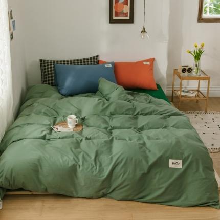 91家纺网 家纺一手货源 找家纺 雅居纺 2022新款全棉混搭水洗棉四件套 清灰抹绿