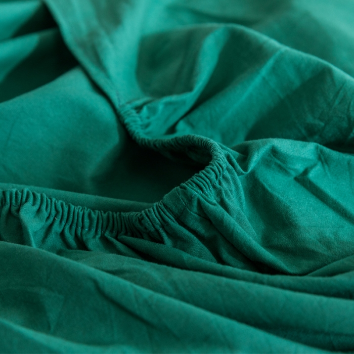 91家纺网 家纺一手货源 找家纺 雅居纺 2022新款全棉水洗棉单床笠 翠绿