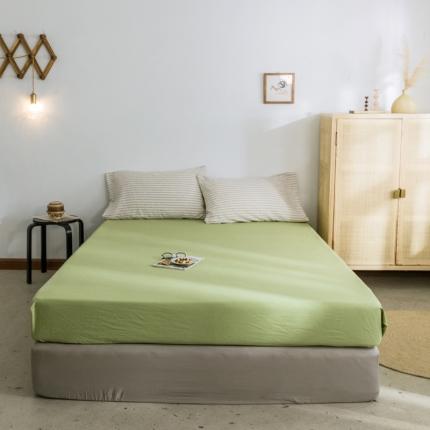 91家纺网 家纺一手货源 找家纺 雅居纺 2022新款全棉水洗棉单床笠 果绿