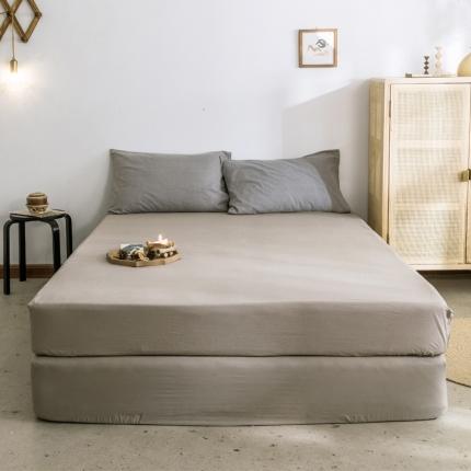 91家纺网 家纺一手货源 找家纺 雅居纺 2022新款全棉水洗棉单床笠 卡其