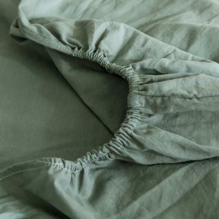91家纺网 家纺一手货源 找家纺 雅居纺 2022新款全棉水洗棉单床笠 墨子绿