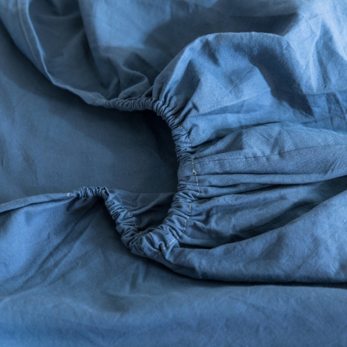 91家纺网 家纺一手货源 找家纺 雅居纺 2022新款全棉水洗棉单床笠 牛仔蓝