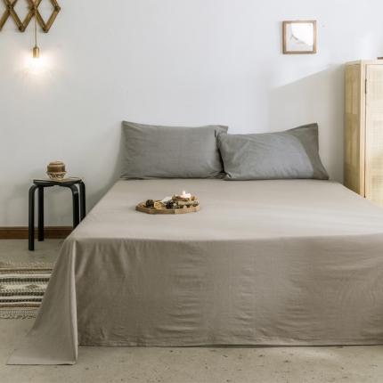 雅居纺 2022新款全棉水洗棉单床单 卡其