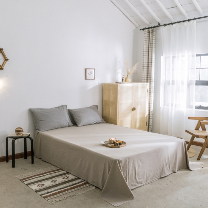 91家纺网 家纺一手货源 找家纺 雅居纺 2022新款全棉水洗棉单床单 卡其