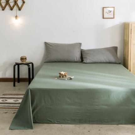 91家纺网 家纺一手货源 找家纺 雅居纺 2022新款全棉水洗棉单床单 墨子绿